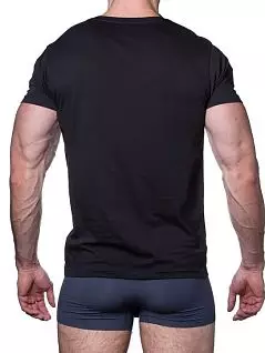 Однотонная футболка с круглым вырезом горловины черного цвета Sergio Dallini RTSDT750-2-01-1